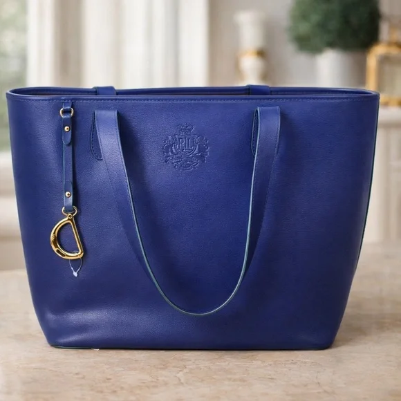 Lauren Ralph Lauren Royal Blue Saffiano Leather Bag NWOT - Picture 2 of 4
